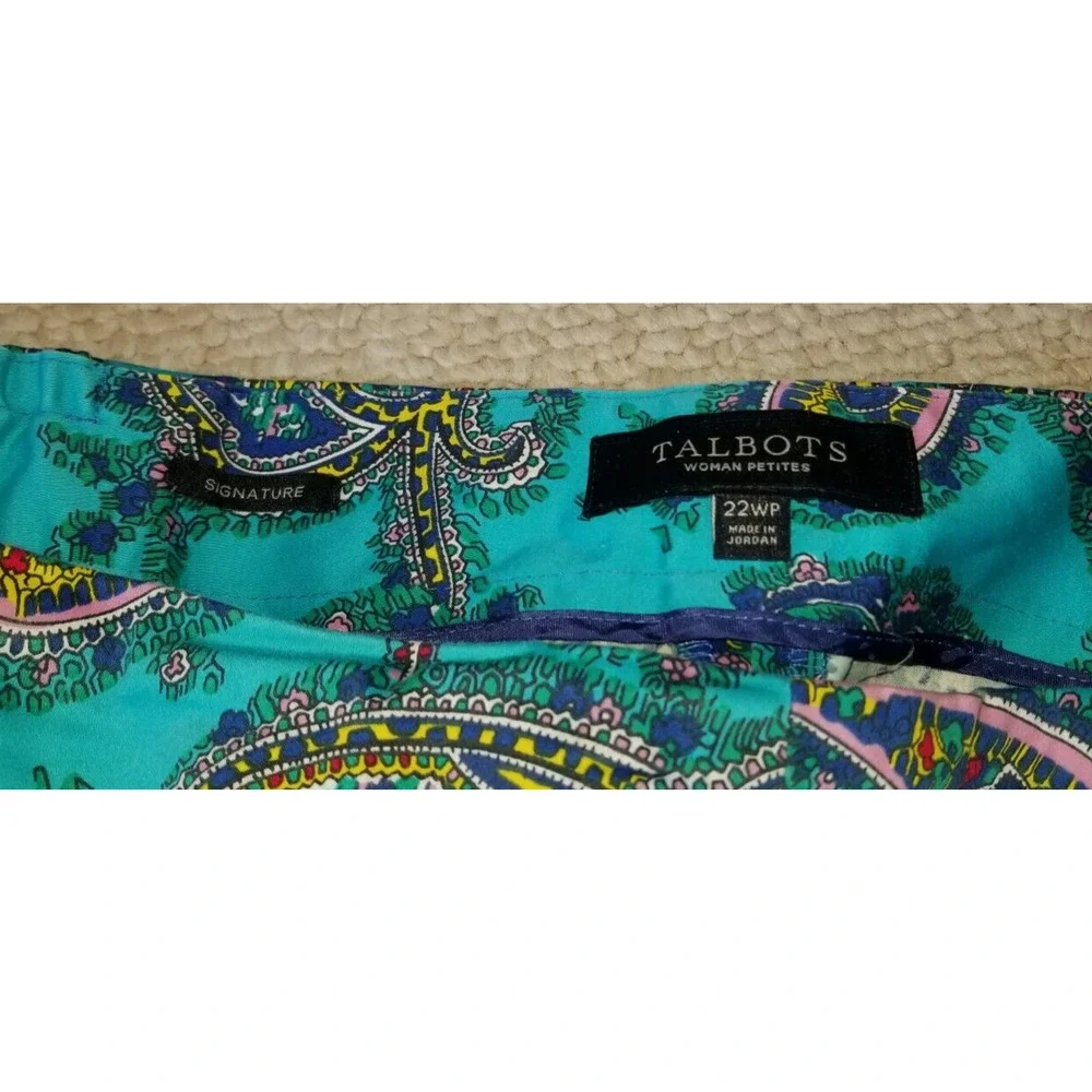 Womens Pants-TALBOTS-blue/multi paisley cotton "Signature" crop Old Money-22WP - Picture 4 of 4